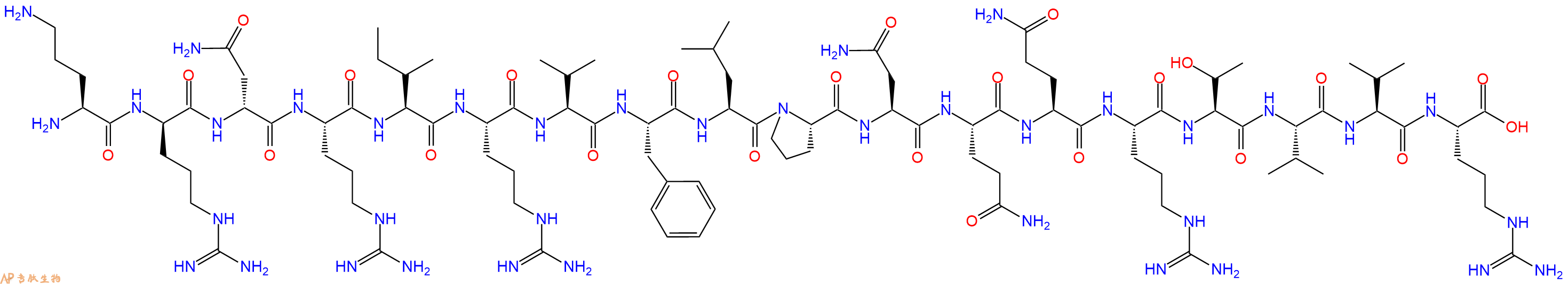 专肽生物产品H2N-Orn-DArg-DAsn-Arg-Ile-Arg-Val-Phe-Leu-Pro-Asn-Gln-Gln-Arg-Thr-Val-Val-Arg-COOH