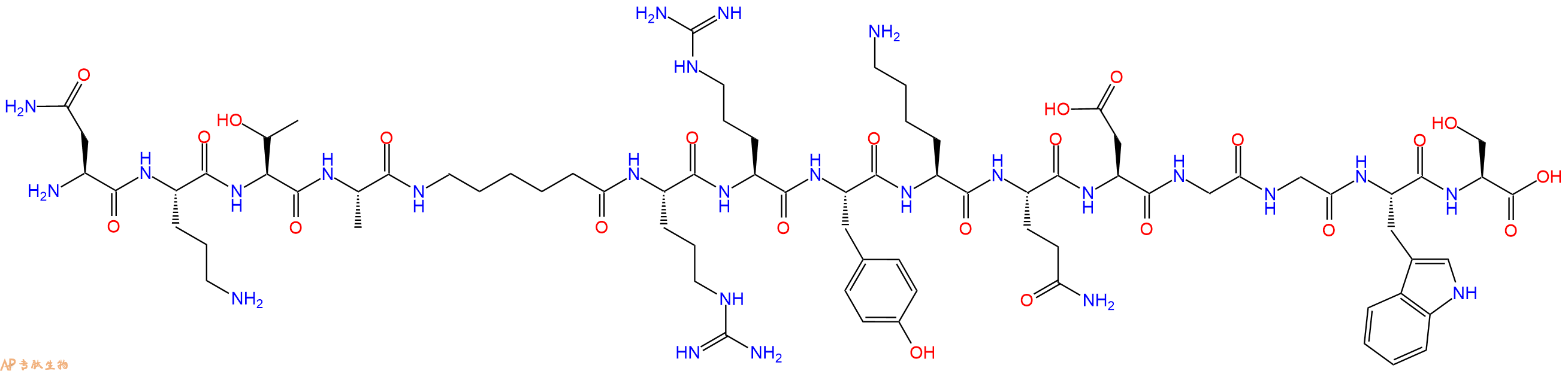 专肽生物产品H2N-Asn-Orn-Thr-Ala-Ahx-Arg-Arg-Tyr-Lys-Gln-Asp-Gly-Gly-Trp-Ser-COOH