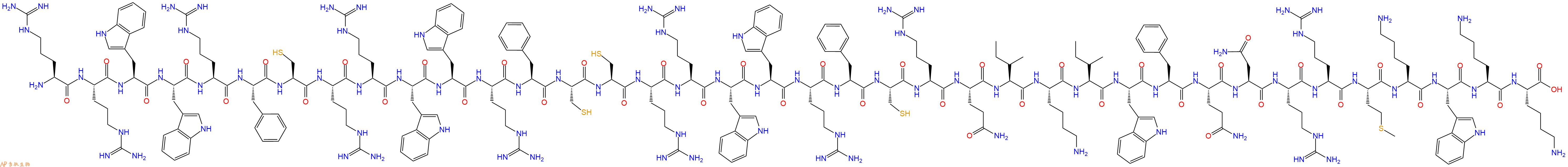 专肽生物产品H2N-Arg-Arg-Trp-Trp-Arg-Phe-Cys-Arg-Arg-Trp-Trp-Arg-Phe-Cys-Cys-Arg-Arg-Trp-Trp-Arg-Phe-Cys-Arg-Gln-Ile-Lys-Ile-Trp-Phe-Gln-Asn-Arg-Arg-Met-Lys-Trp-Lys-Lys-COOH