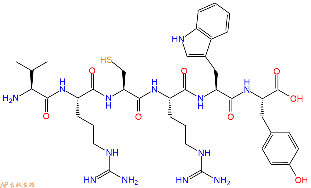 专肽生物产品H2N-Val-Arg-Cys-Arg-Trp-Tyr-COOH