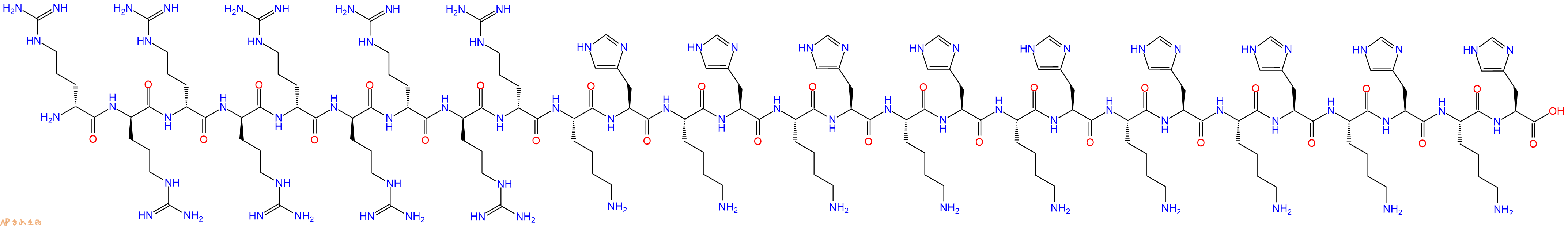 专肽生物产品H2N-DArg-DArg-DArg-DArg-DArg-DArg-DArg-DArg-DArg-Lys-His-Lys-His-Lys-His-Lys-His-Lys-His-Lys-His-Lys-His-Lys-His-Lys-His-COOH