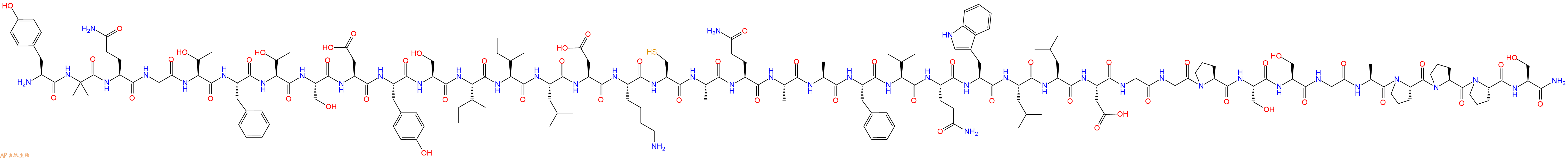 专肽生物产品H2N-Tyr-Aib-Gln-Gly-Thr-Phe-Thr-Ser-Asp-Tyr-Ser-Ile-Ile-Leu-Asp-Lys-Cys-Ala-Gln-Ala-Ala-Phe-Val-Gln-Trp-Leu-Leu-Asp-Gly-Gly-Pro-Ser-Ser-Gly-Ala-Pro-Pro-Pro-Ser-NH2