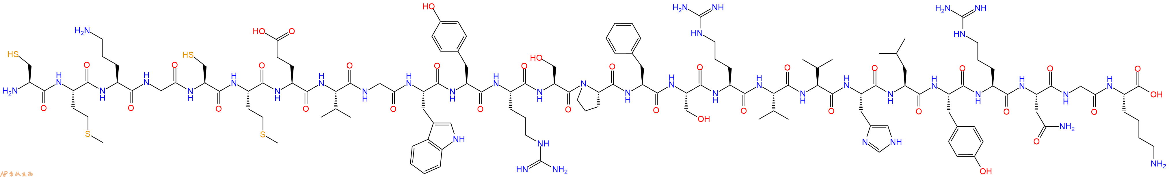 专肽生物产品H2N-Cys-Met-Orn-Gly-Cys-Met-Glu-Val-Gly-Trp-Tyr-Arg-Ser-Pro-Phe-Ser-Arg-Val-Val-His-Leu-Tyr-Arg-Asn-Gly-Lys-COOH