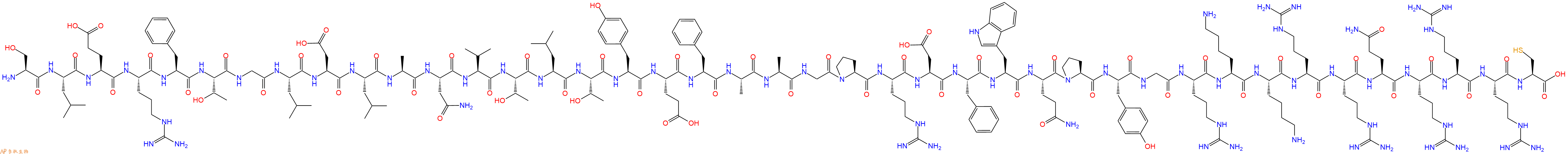 专肽生物产品H2N-Ser-Leu-Glu-Arg-Phe-Thr-Gly-Leu-Asp-Leu-Ala-Asn-Val-Thr-Leu-Thr-Tyr-Glu-Phe-Ala-Ala-Gly-Pro-Arg-Asp-Phe-Trp-Gln-Pro-Tyr-Gly-Arg-Lys-Lys-Arg-Arg-Gln-Arg-Arg-Arg-Cys-COOH