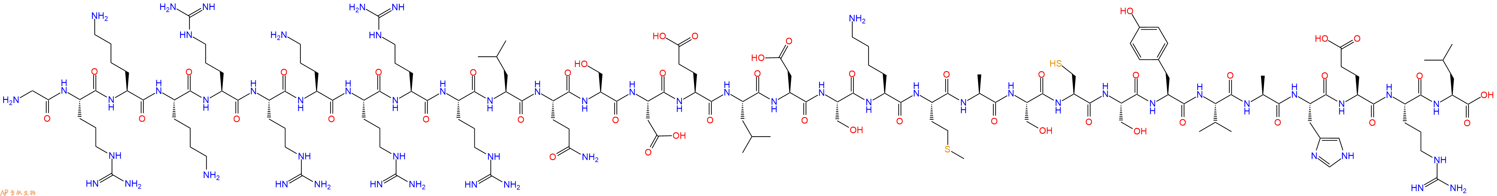 专肽生物产品H2N-Gly-Arg-Lys-Lys-Arg-Arg-Orn-Arg-Arg-Arg-Leu-Gln-Ser-Asp-Glu-Leu-Asp-Ser-Lys-Met-Ala-Ser-Cys-Ser-Tyr-Val-Ala-His-Glu-Arg-Leu-COOH