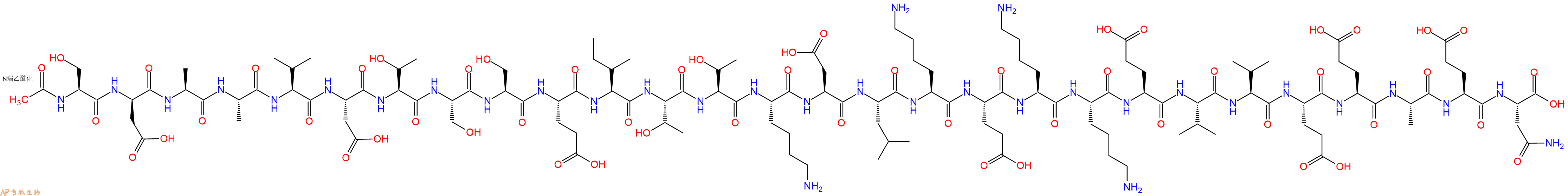 专肽生物产品Ac-Ser-DAsp-Ala-Ala-Val-Asp-Thr-Ser-Ser-Glu-Ile-Thr-Thr-Lys-Asp-Leu-Lys-Glu-Lys-Lys-Glu-Val-Val-Glu-Glu-Ala-Glu-Asn-COOH