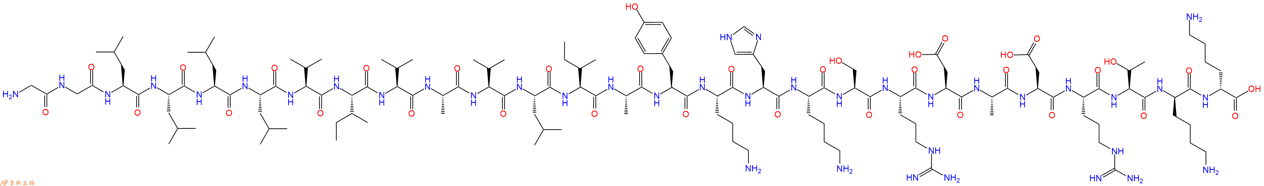专肽生物产品H2N-Gly-Gly-Leu-Leu-Leu-Leu-Val-Ile-Val-Ala-Val-Leu-Ile-Ala-Tyr-Lys-His-Lys-Ser-Arg-Asp-Ala-Asp-Arg-Thr-DLys-DLys-COOH
