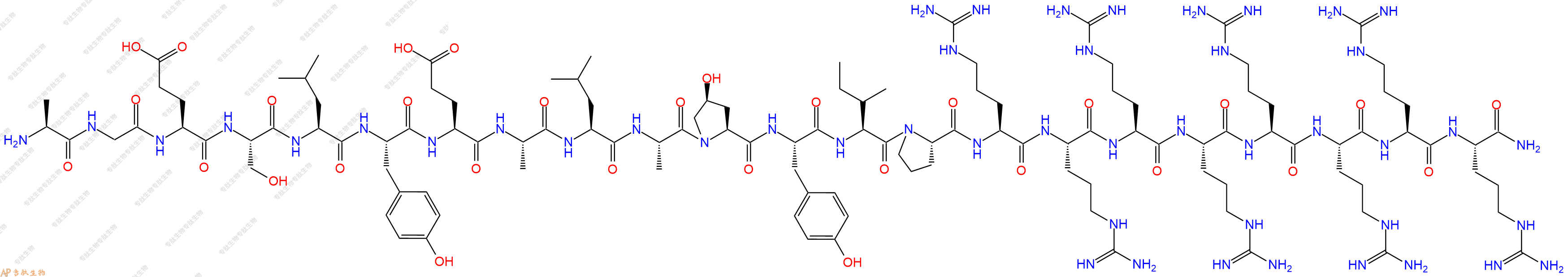 专肽生物产品H2N-Ala-Gly-Glu-Ser-Leu-Tyr-Glu-Ala-Leu-Ala-Hyp-Tyr-Ile-Pro-Arg-Arg-Arg-Arg-Arg-Arg-Arg-Arg-NH2