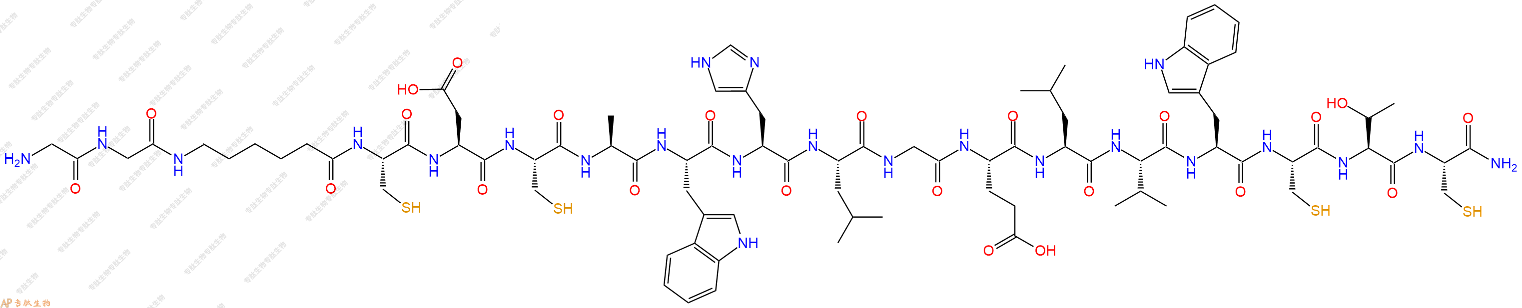 专肽生物产品H2N-Gly-Gly-Ahx-Cys-Asp-Cys-Ala-Trp-His-Leu-Gly-Glu-Leu-Val-Trp-Cys-Thr-Cys-NH2