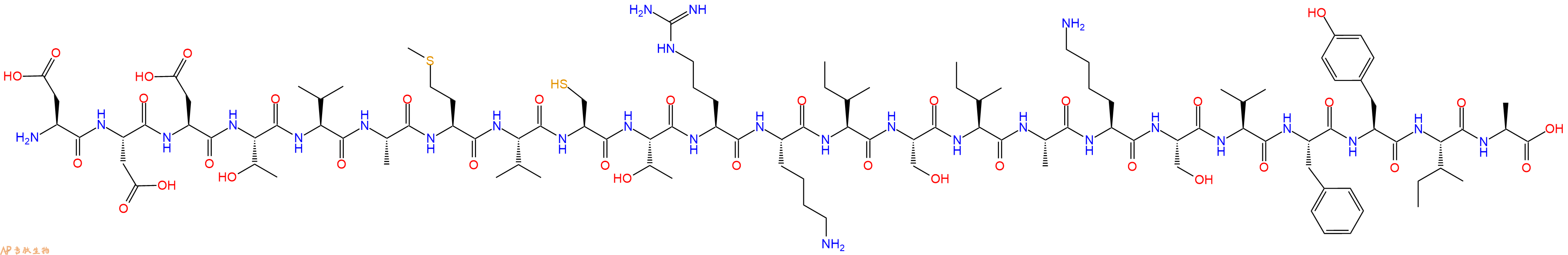 专肽生物产品H2N-Asp-Asp-Asp-Thr-Val-Ala-Met-Val-Cys-Thr-Arg-Lys-Ile-Ser-Ile-Ala-Lys-Ser-Val-Phe-Tyr-Ile-Ala-COOH