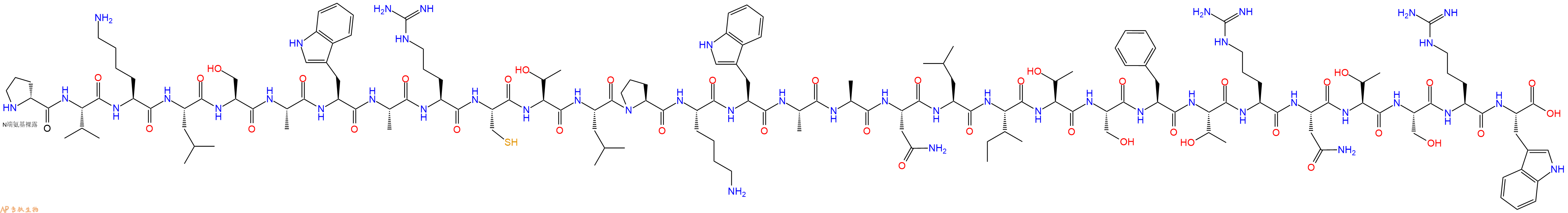 专肽生物产品H2N-DPro-Val-Lys-Leu-Ser-Ala-Trp-Ala-Arg-Cys-Thr-Leu-Pro-Lys-Trp-Ala-Ala-Asn-Leu-Ile-Thr-Ser-Phe-Thr-Arg-Asn-Thr-Ser-Arg-Trp-COOH