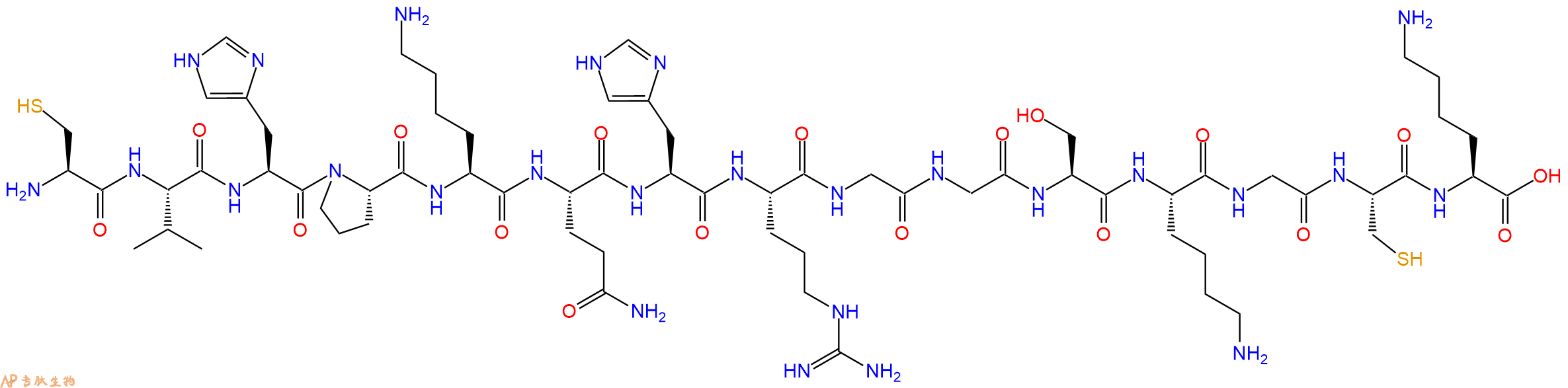 专肽生物产品H2N-Cys-Val-His-Pro-Lys-Gln-His-Arg-Gly-Gly-Ser-Lys-Gly-Cys-Lys-COOH