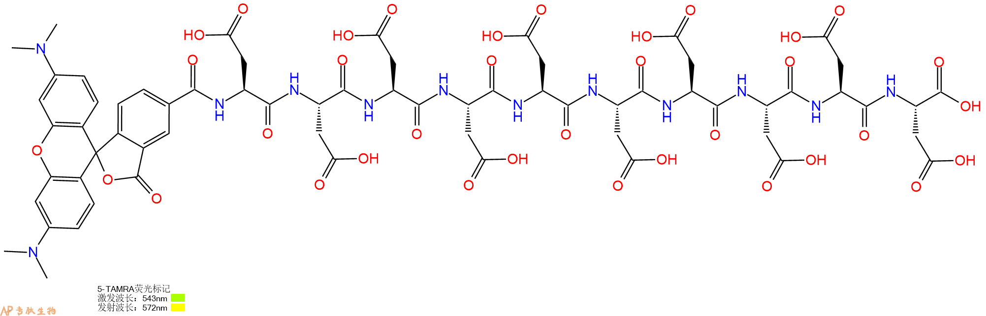 专肽生物产品5TAMRA-Asp-Asp-Asp-Asp-Asp-Asp-Asp-Asp-Asp-Asp-COOH