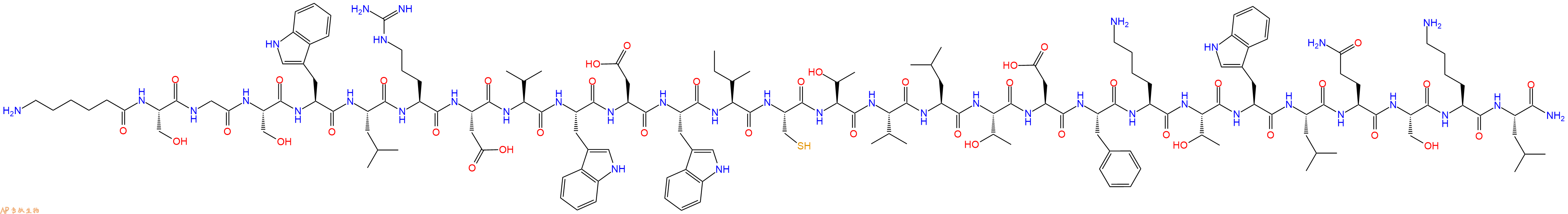 专肽生物产品H2N-Ahx-Ser-Gly-Ser-Trp-Leu-Arg-Asp-Val-Trp-Asp-Trp-Ile-Cys-Thr-Val-Leu-Thr-Asp-Phe-Lys-Thr-Trp-Leu-Gln-Ser-Lys-Leu-NH2