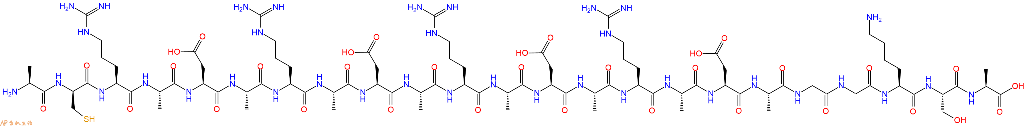 专肽生物产品H2N-Ala-DCys-Arg-Ala-Asp-Ala-Arg-Ala-Asp-Ala-Arg-Ala-Asp-Ala-Arg-Ala-Asp-Ala-Gly-Gly-Lys-Ser-Ala-COOH