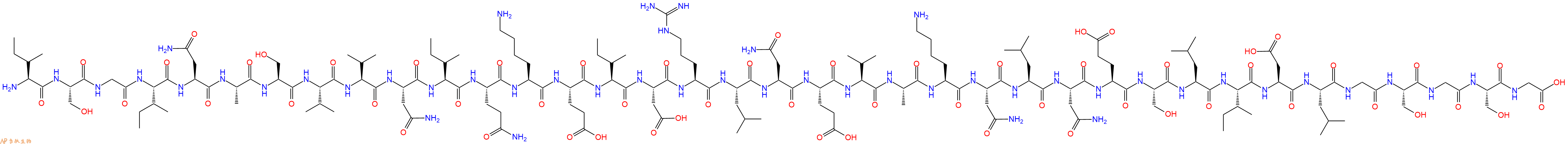 专肽生物产品H2N-Ile-Ser-Gly-Ile-Asn-Ala-Ser-Val-Val-Asn-Ile-Gln-Lys-Glu-Ile-Asp-Arg-Leu-Asn-Glu-Val-Ala-Lys-Asn-Leu-Asn-Glu-Ser-Leu-Ile-Asp-Leu-Gly-Ser-Gly-Ser-Gly-COOH