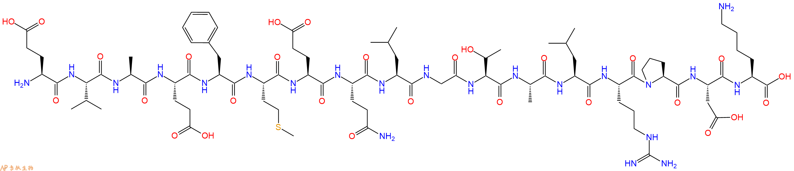 专肽生物产品H2N-Glu-Val-Ala-Glu-Phe-Met-Glu-Gln-Leu-Gly-Thr-Ala-Leu-Arg-Pro-Asp-Lys-COOH