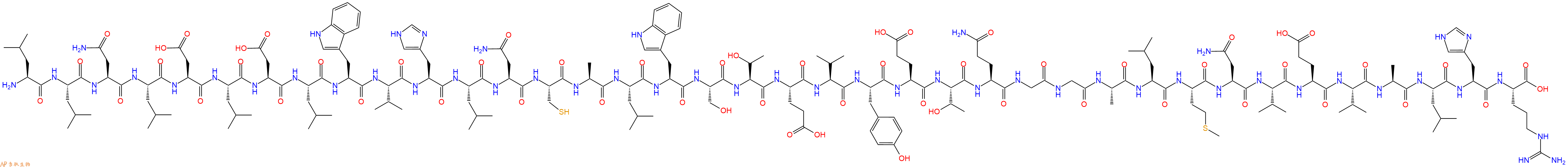 专肽生物产品H2N-Leu-Leu-Asn-Leu-Asp-Leu-Asp-Leu-Trp-Val-His-Leu-Asn-Cys-Ala-Leu-Trp-Ser-Thr-Glu-Val-Tyr-Glu-Thr-Gln-Gly-Gly-Ala-Leu-Met-Asn-Val-Glu-Val-Ala-Leu-His-Arg-COOH