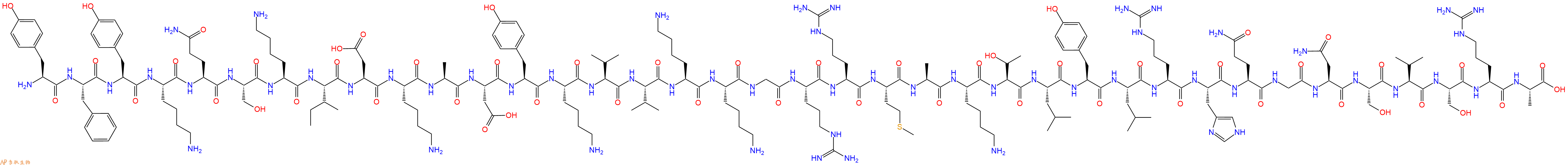 专肽生物产品H2N-Tyr-Phe-Tyr-Lys-Gln-Ser-Lys-Ile-Asp-Lys-Ala-Asp-Tyr-Lys-Val-Val-Lys-Lys-Gly-Arg-Arg-Met-Ala-Lys-Thr-Leu-Tyr-Leu-Arg-His-Gln-Gly-Asn-Ser-Val-Ser-Arg-Ala-COOH
