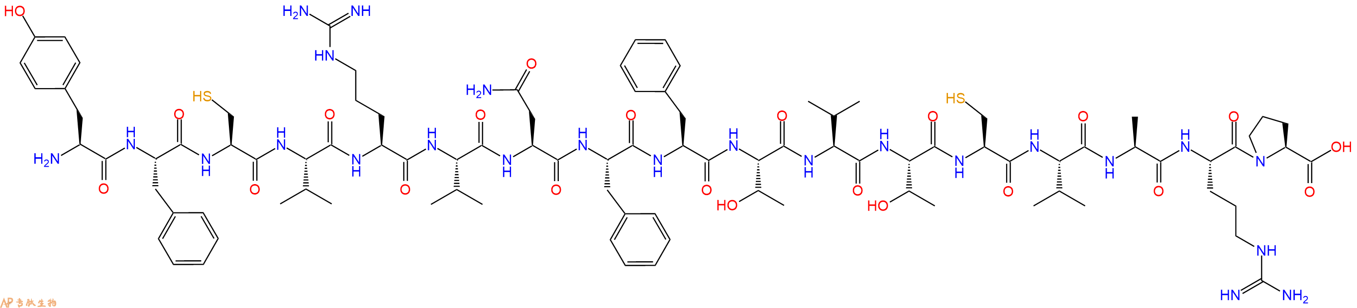 专肽生物产品H2N-Tyr-Phe-Cys-Val-Arg-Val-Asn-Phe-Phe-Thr-Val-Thr-Cys-Val-Ala-Arg-Pro-COOH