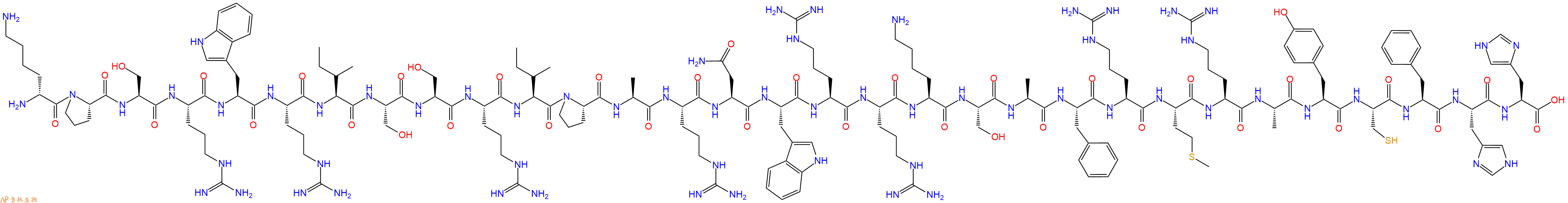专肽生物产品H2N-DLys-Pro-Ser-Arg-Trp-Arg-Ile-Ser-Ser-Arg-Ile-Pro-Ala-Arg-Asn-Trp-Arg-Arg-Lys-Ser-Ala-Phe-Arg-Met-Arg-Ala-Tyr-Cys-Phe-His-His-COOH