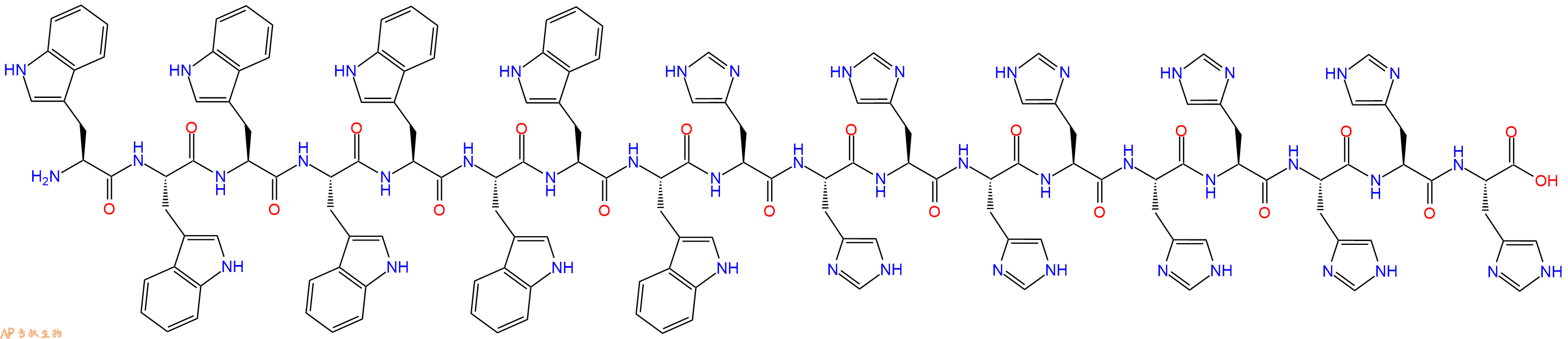 专肽生物产品H2N-Trp-Trp-Trp-Trp-Trp-Trp-Trp-Trp-His-His-His-His-His-His-His-His-His-His-COOH