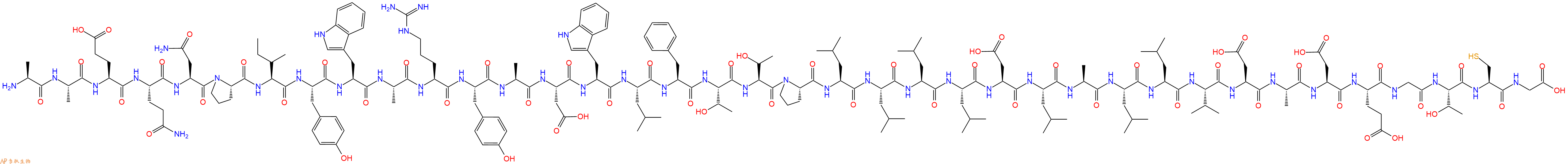专肽生物产品H2N-Ala-Ala-Glu-Gln-Asn-Pro-Ile-Tyr-Trp-Ala-Arg-Tyr-Ala-Asp-Trp-Leu-Phe-Thr-Thr-Pro-Leu-Leu-Leu-Leu-Asp-Leu-Ala-Leu-Leu-Val-Asp-Ala-Asp-Glu-Gly-Thr-Cys-Gly-COOH