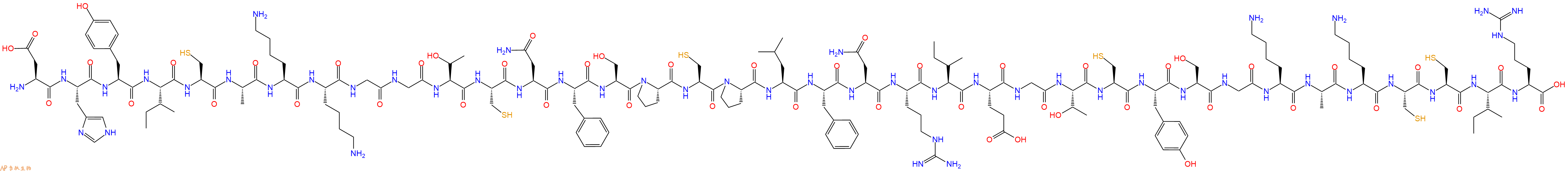 专肽生物产品H2N-Asp-His-Tyr-Ile-Cys-Ala-Lys-Lys-Gly-Gly-Thr-Cys-Asn-Phe-Ser-Pro-Cys-Pro-Leu-Phe-Asn-Arg-Ile-Glu-Gly-Thr-Cys-Tyr-Ser-Gly-Lys-Ala-Lys-Cys-Cys-Ile-Arg-COOH