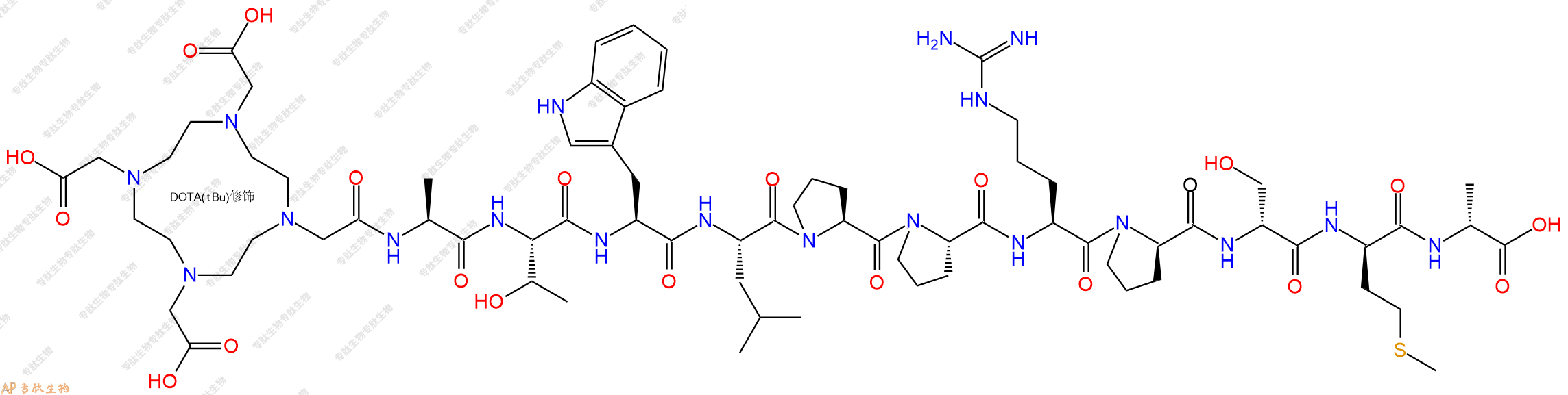 专肽生物产品DOTA-Ala-Thr-Trp-Leu-Pro-Pro-Arg-DPro-DSer-DMet-DAla-COOH