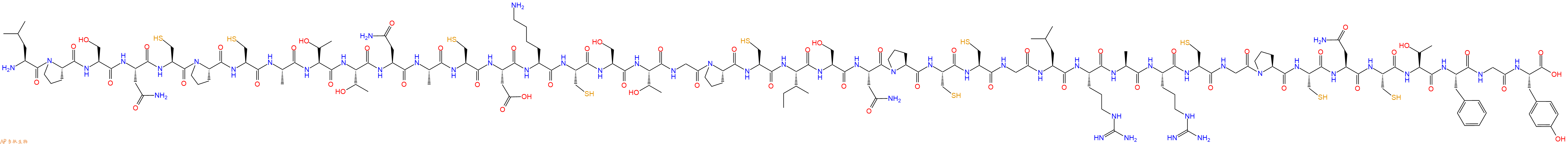 专肽生物产品H2N-Leu-Pro-Ser-Asn-Cys-Pro-Cys-Ala-Thr-Thr-Asn-Ala-Cys-Asp-Lys-Cys-Ser-Thr-Gly-Pro-Cys-Ile-Ser-Asn-Pro-Cys-Cys-Gly-Leu-Arg-Ala-Arg-Cys-Gly-Pro-Cys-Asn-Cys-Thr-Phe-Gly-Tyr-COOH