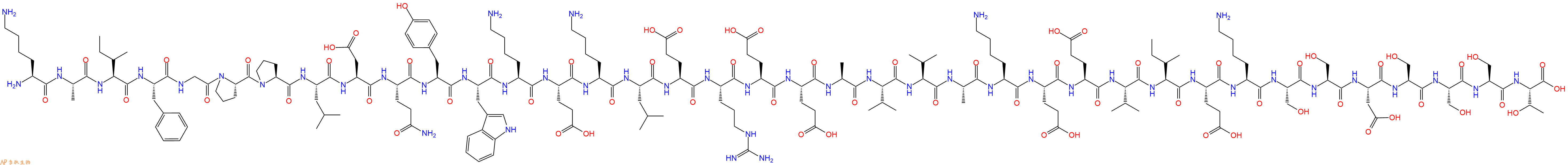 专肽生物产品H2N-Lys-Ala-Ile-Phe-Gly-Pro-Pro-Leu-Asp-Gln-Tyr-Trp-Lys-Glu-Lys-Leu-Glu-Arg-Glu-Glu-Ala-Val-Val-Ala-Lys-Glu-Glu-Val-Ile-Glu-Lys-Ser-Ser-Asp-Ser-Ser-Ser-Thr-COOH