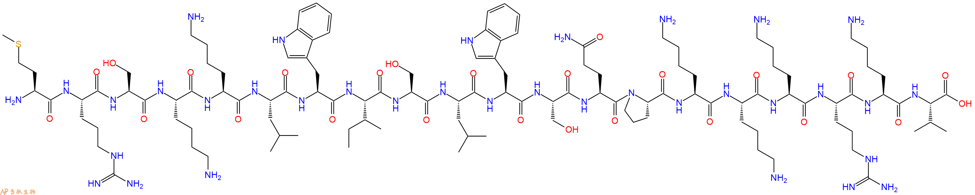 专肽生物产品H2N-Met-Arg-Ser-Lys-Lys-Leu-Trp-Ile-Ser-Leu-Trp-Ser-Gln-Pro-Lys-Lys-Lys-Arg-Lys-Val-COOH
