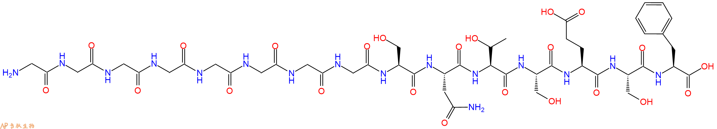 专肽生物产品H2N-Gly-Gly-Gly-Gly-Gly-Gly-Gly-Gly-Ser-Asn-Thr-Ser-Glu-Ser-Phe-COOH