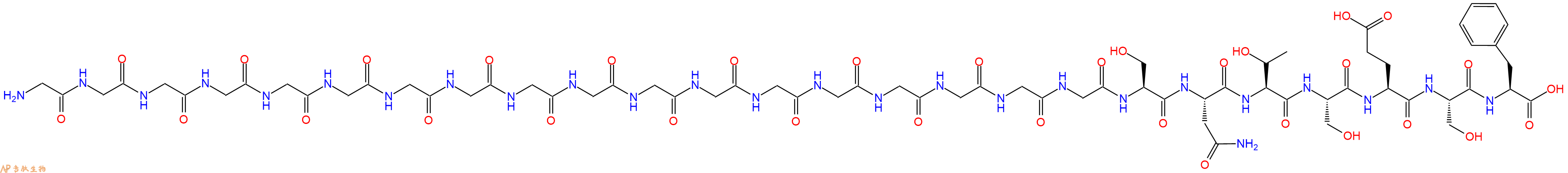 专肽生物产品H2N-Gly-Gly-Gly-Gly-Gly-Gly-Gly-Gly-Gly-Gly-Gly-Gly-Gly-Gly-Gly-Gly-Gly-Gly-Ser-Asn-Thr-Ser-Glu-Ser-Phe-COOH