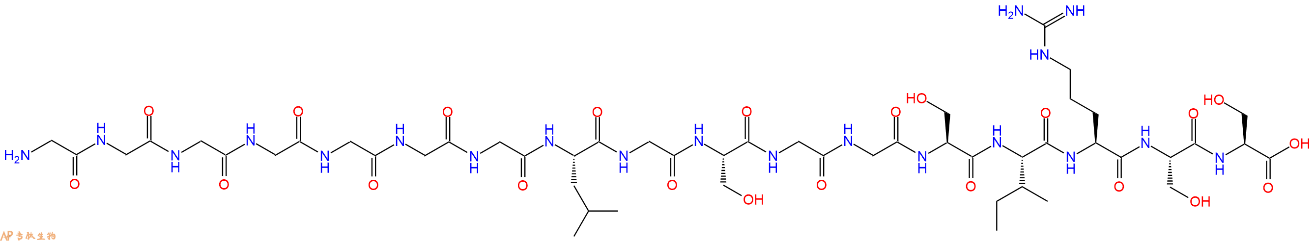 专肽生物产品H2N-Gly-Gly-Gly-Gly-Gly-Gly-Gly-Leu-Gly-Ser-Gly-Gly-Ser-Ile-Arg-Ser-Ser-COOH