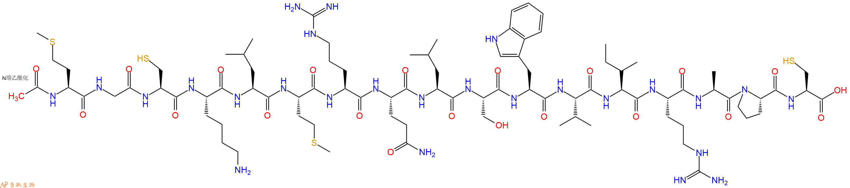 专肽生物产品Ac-Met-Gly-Cys-Lys-Leu-Met-Arg-Gln-Leu-Ser-Trp-Val-Ile-Arg-Ala-Pro-Cys-COOH