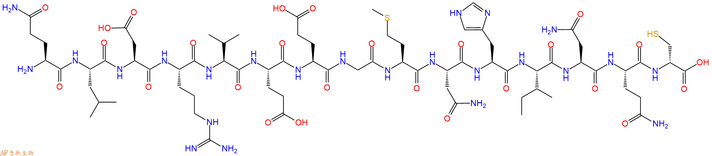 专肽生物产品H2N-Gln-Leu-Asp-Arg-Val-Glu-Glu-Gly-Met-Asn-His-Ile-Asn-Gln-DCys-COOH