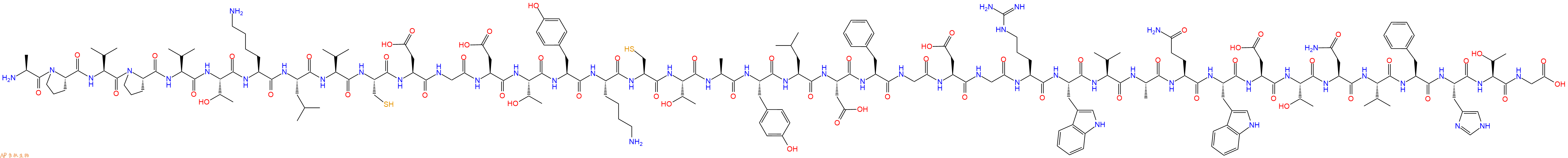 专肽生物产品H2N-Ala-Pro-Val-Pro-Val-Thr-Lys-Leu-Val-Cys-Asp-Gly-Asp-Thr-Tyr-Lys-Cys-Thr-Ala-Tyr-Leu-Asp-Phe-Gly-Asp-Gly-Arg-Trp-Val-Ala-Gln-Trp-Asp-Thr-Asn-Val-Phe-His-Thr-Gly-COOH