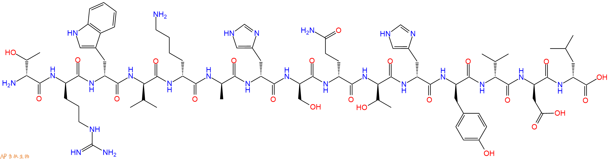 专肽生物产品H2N-DThr-DArg-DTrp-DVal-DLys-DAla-DHis-DSer-DGln-DThr-DHis-DTyr-DVal-DAsp-DLeu-COOH