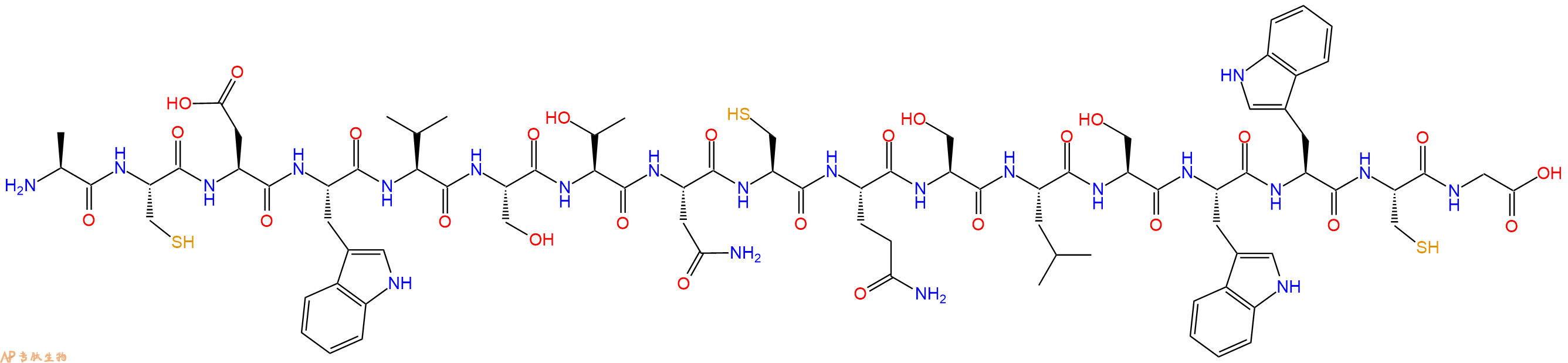 专肽生物产品H2N-Ala-Cys-Asp-Trp-Val-Ser-Thr-Asn-Cys-Gln-Ser-Leu-Ser-Trp-Trp-Cys-Gly-COOH