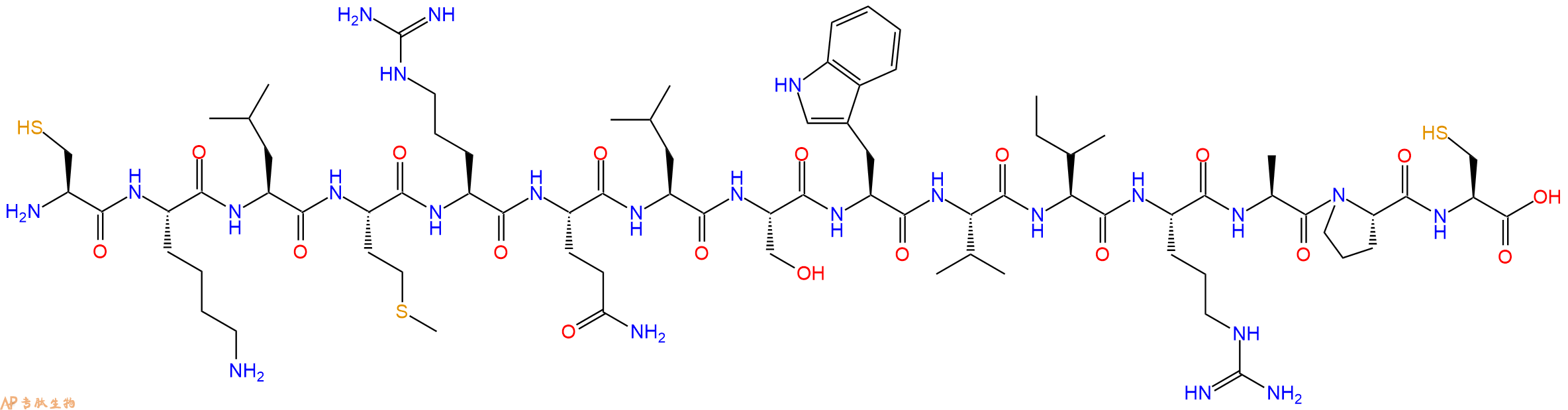 专肽生物产品H2N-Cys-Lys-Leu-Met-Arg-Gln-Leu-Ser-Trp-Val-Ile-Arg-Ala-Pro-Cys-COOH