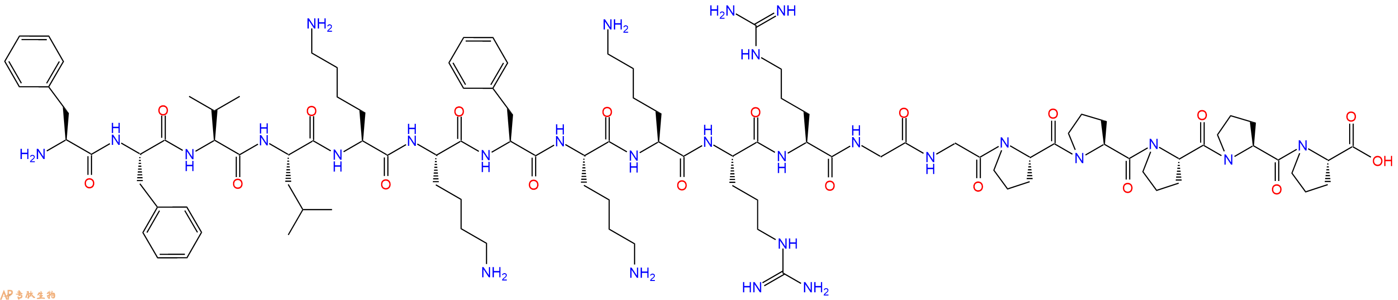 专肽生物产品H2N-Phe-Phe-Val-Leu-Lys-Lys-Phe-Lys-Lys-Arg-Arg-Gly-Gly-Pro-Pro-Pro-Pro-Pro-COOH