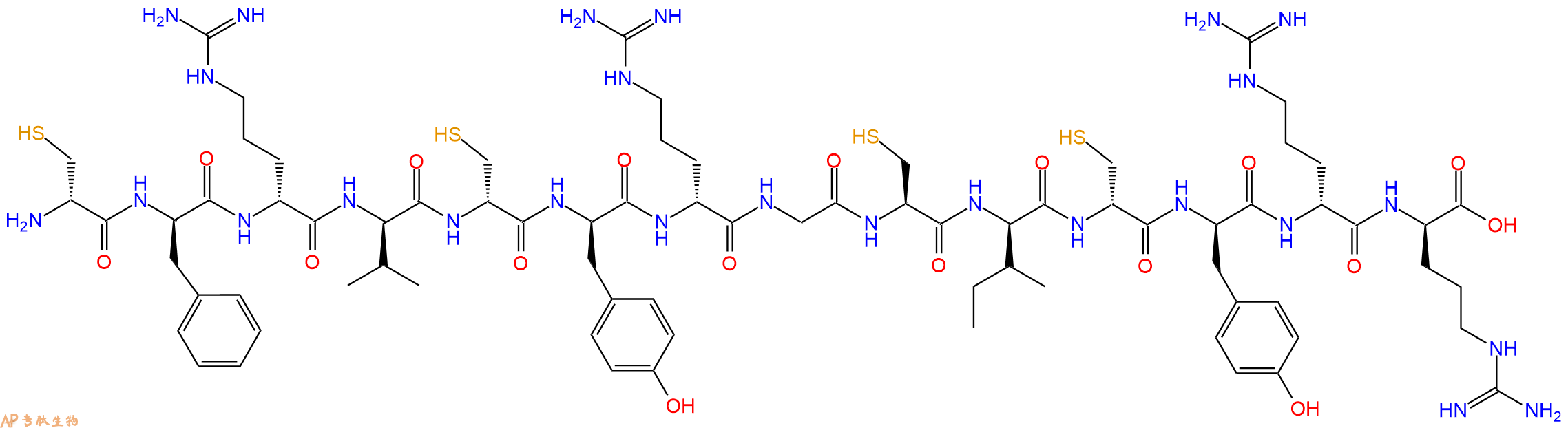 专肽生物产品H2N-DCys-DPhe-DArg-DVal-DCys-DTyr-DArg-Gly-Cys-DIle-DCys-DTyr-DArg-DArg-COOH