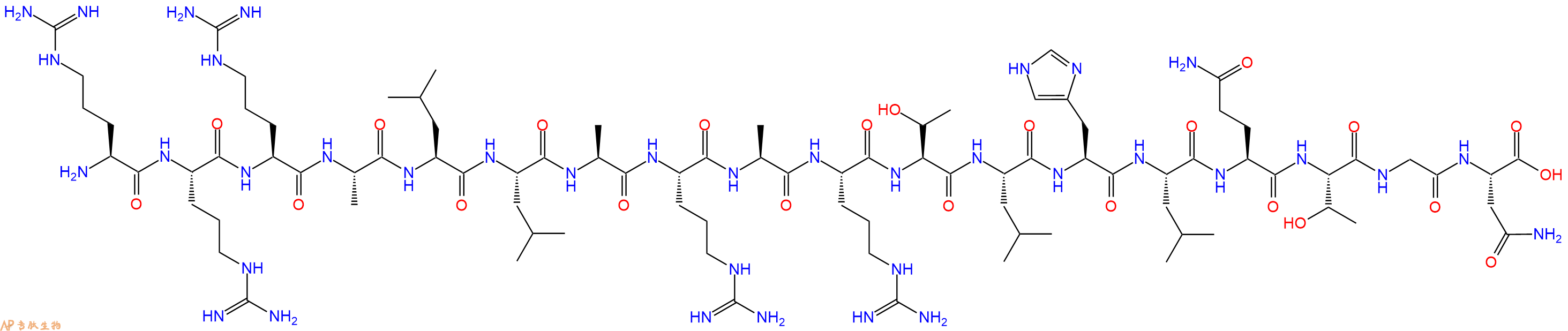 专肽生物产品H2N-Arg-Arg-Arg-Ala-Leu-Leu-Ala-Arg-Ala-Arg-Thr-Leu-His-Leu-Gln-Thr-Gly-Asn-COOH