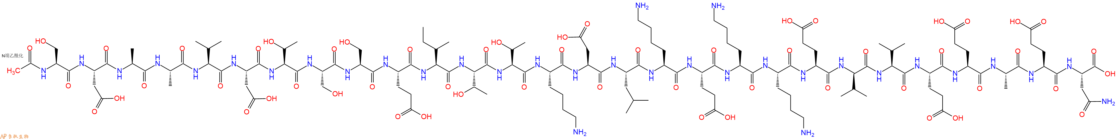 专肽生物产品Ac-Ser-Asp-Ala-Ala-Val-Asp-Thr-Ser-Ser-Glu-Ile-Thr-Thr-Lys-Asp-Leu-Lys-Glu-Lys-Lys-Glu-DVal-Val-Glu-Glu-Ala-Glu-Asn-COOH