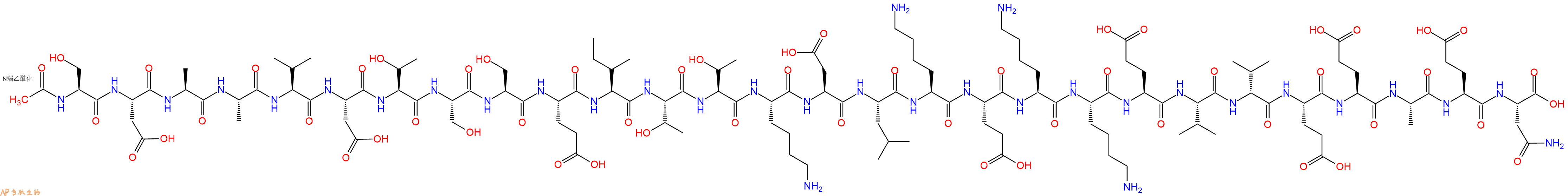 专肽生物产品Ac-Ser-Asp-Ala-Ala-Val-Asp-Thr-Ser-Ser-Glu-Ile-Thr-Thr-Lys-Asp-Leu-Lys-Glu-Lys-Lys-Glu-Val-DVal-Glu-Glu-Ala-Glu-Asn-COOH