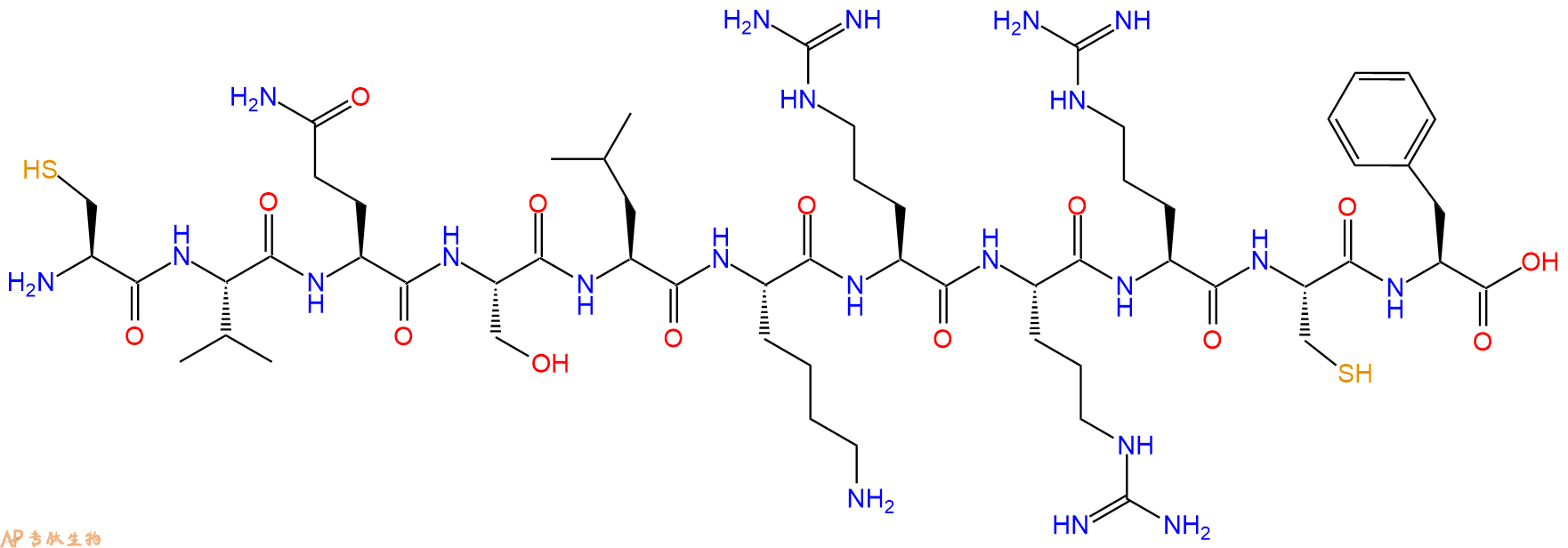 专肽生物产品H2N-Cys-Val-Gln-Ser-Leu-Lys-Arg-Arg-Arg-Cys-Phe-COOH
