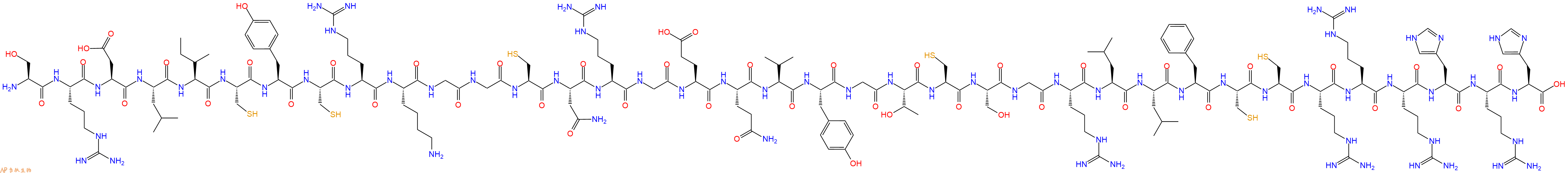专肽生物产品H2N-Ser-Arg-Asp-Leu-Ile-Cys-Tyr-Cys-Arg-Lys-Gly-Gly-Cys-Asn-Arg-Gly-Glu-Gln-Val-Tyr-Gly-Thr-Cys-Ser-Gly-Arg-Leu-Leu-Phe-Cys-Cys-Arg-Arg-Arg-His-Arg-His-COOH