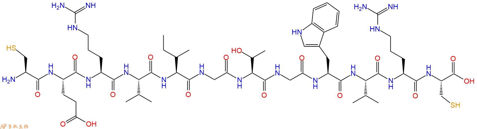 专肽生物产品H2N-Cys-Glu-Arg-Val-Ile-Gly-Thr-Gly-Trp-Val-Arg-Cys-COOH