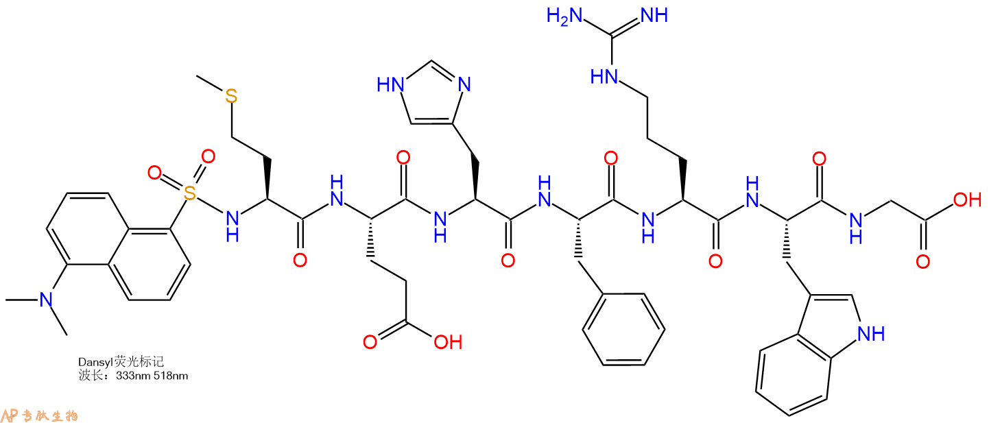 专肽生物产品Dansyl-Met-Glu-His-Phe-Arg-Trp-Gly-COOH